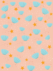 Seamless background of sea blue shells