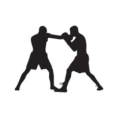 Boxing Fighters Silhouette Icon Martial Arts Sports Punch Battle