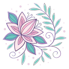 Elegant Floral Mandala Design in Bohemian Style – Symmetrical Decorative Pattern with Petals and Leaves – Ideal for Coloring Books, Meditation Art, or Textile Print