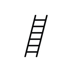 Black Outline Ladder Icon Six Rungs Angled Left White Background Simple Minimalist Vector Graphic