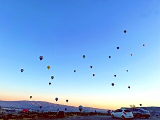 Hot air balloon in Goreme Town, Cappadocia, Türkiye