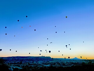 Hot air balloon in Goreme Town, Cappadocia, Türkiye