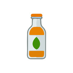 Bottle with Orange Liquid and Green Leaf Icon