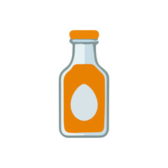 Vector Illustration of Small Orange Drink Bottle with Label