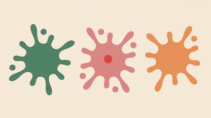Green pink orange splatters abstract background