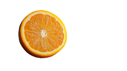 A vibrant orange half showcasing its juicy, segmented pulp and textured peel.