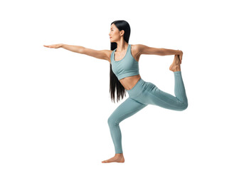 Obraz premium Flexible Woman in Dancer's Pose, Yoga and Balance, isolated on transparent background