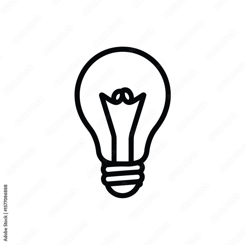 Poster black outline lightbulb icon simple graphic design element no fill white background single lightbulb