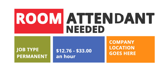 Room attendant banner design with dummy information inside it and an EPS editable file.
