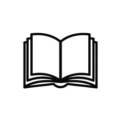 Open Book Icon Black Outline Illustration Simple Graphic Design Element No Fill White Background Textbook Reading Literature Education Symbol Knowledge Learning