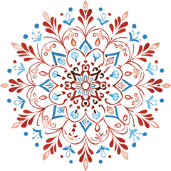 Decorative floral mandala vector with an ornate round lace pattern, perfect for oriental seamless design and vintage art illustration