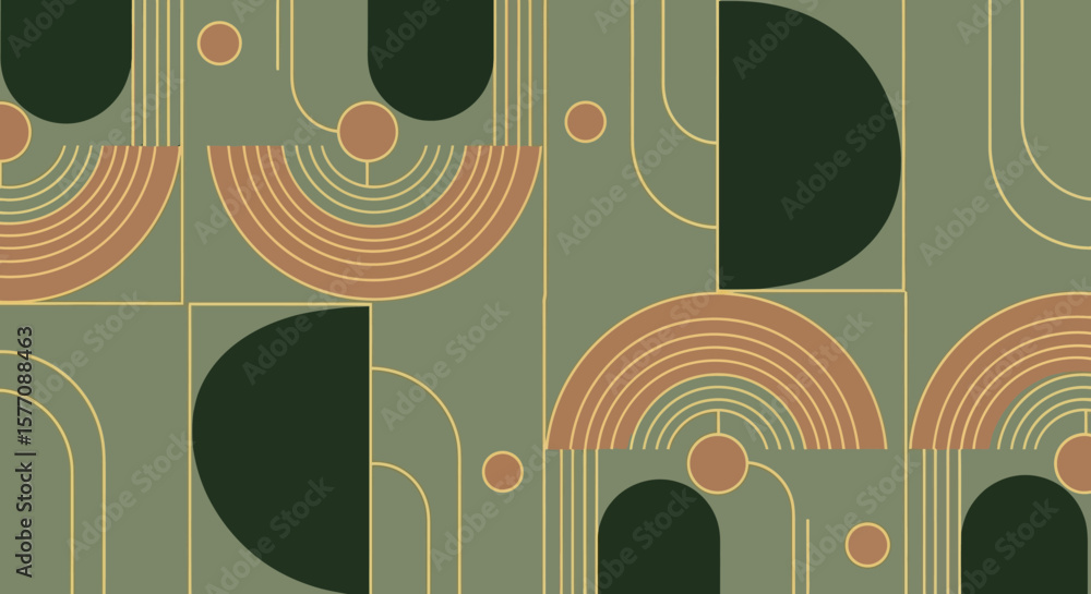 Poster elegant geometric pattern abstract illustration with arcs and circles in neutral tones