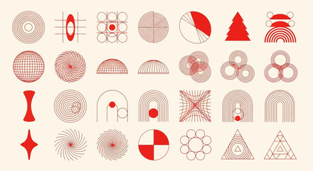 Modern Geometric Shapes in Red and Beige - Abstract Design Elements for Creative Projects