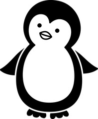 Cute smiling penguin silhouette icon vector.
Flat style cartoon penguin illustration.
Transparent background. SVG.