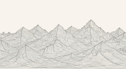 Mountain Range Abstract Wireframe Illustration for Backgrounds and Conceptual Designs