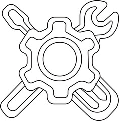 Setup and setting system icon.Contains options, configuration, technology, process, maintenance, installation, engineering, mechanism, customization, optimization. illustration.Settings Icons.