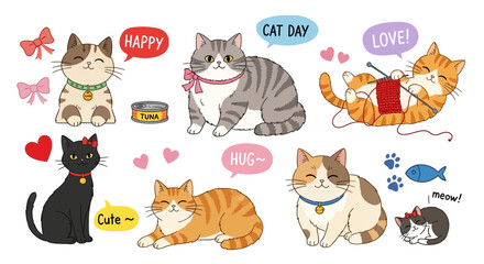 Adorable Cartoon Cats A Collection of Cute and Playful Feline Illustrations for Cat Day Celebrations