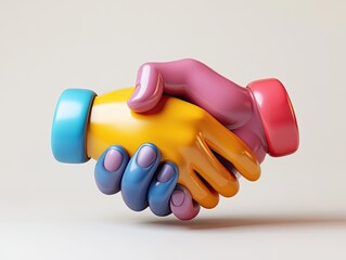 Vibrant 3D Handshake Icon Symbolizing Partnership and Collaboration Agreement
