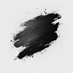 Abstract Black Ink Grunge Brush Stroke Texture with Splatter Elements
