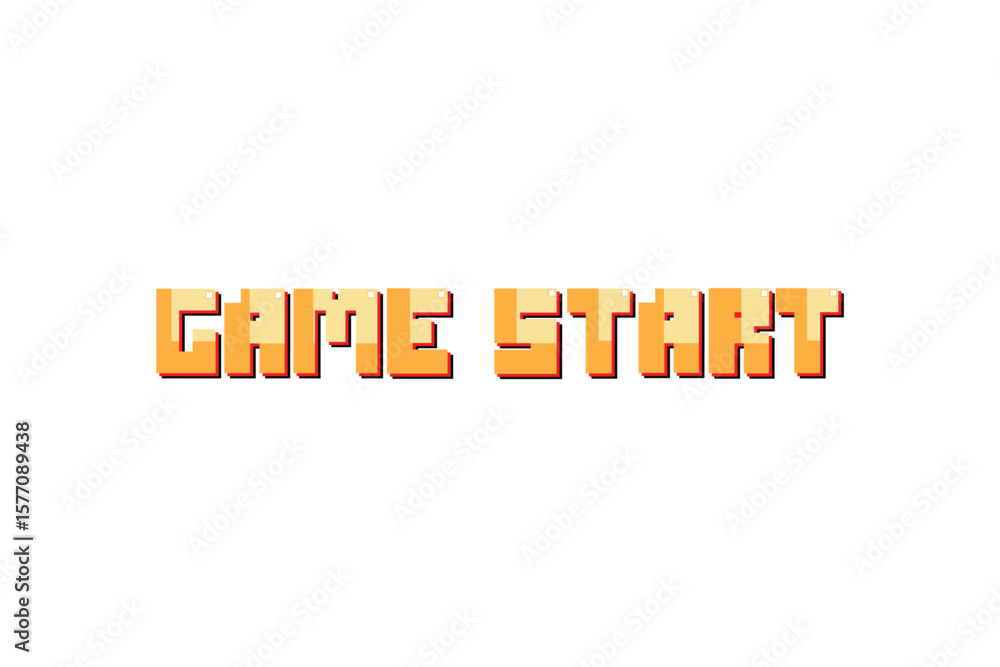 Fototapete game start. pixel art .8 bit game. retro game. for game assets in vector illustrations on white back