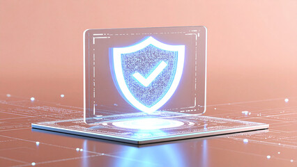 Digital profile interface with glowing checkmark