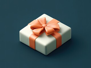 Minimalist 3D Gift Box Icon with Bow, Perfect for Celebrations and Giving