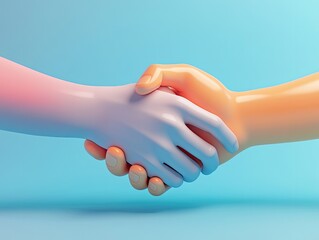Two hands shaking as a minimalist 3D icon conveying partnership and agreement