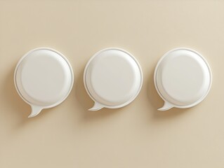 Minimalist 3D speech bubbles on cream background for communication concepts