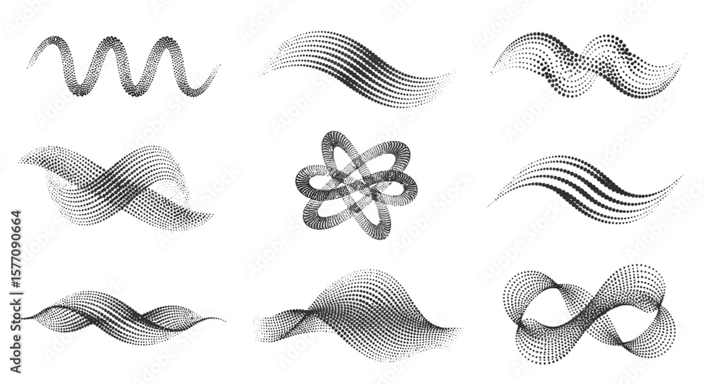 Poster abstract black and white wave patterns - elegant decorative vector design set