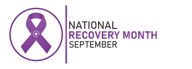 National Recovery Month September Purple Ribbon Awareness