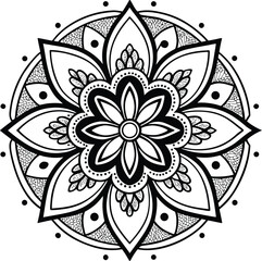 Decorative floral mandala vector with an ornate round lace pattern, perfect for oriental seamless design and vintage art illustration