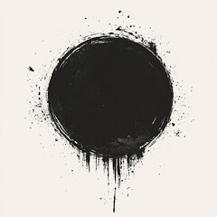 Grunge Black Circle with Dripping Paint Effect - Abstract Vector Design