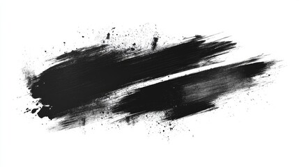 Abstract grunge brush strokes background in black and white textures, with rough lines for creative design projects