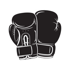 Boxing Gloves Silhouette Icon Fight Equipment Training Punch Sport