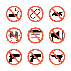 vector street elements and tools icons include traffic light road sign car police officer other     
