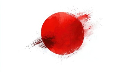 Abstract Red Grunge Brush Circle on White Background Illustration