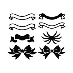ribbon icon vector and illustration set
