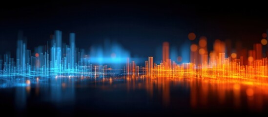 Glowing data visualization representing modern business growth and financial activities