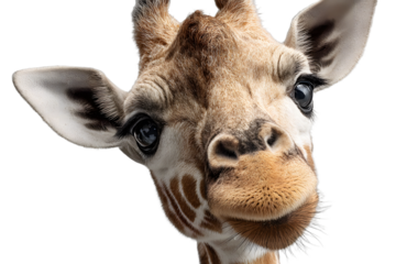 Playful giraffe standing upside down on white background