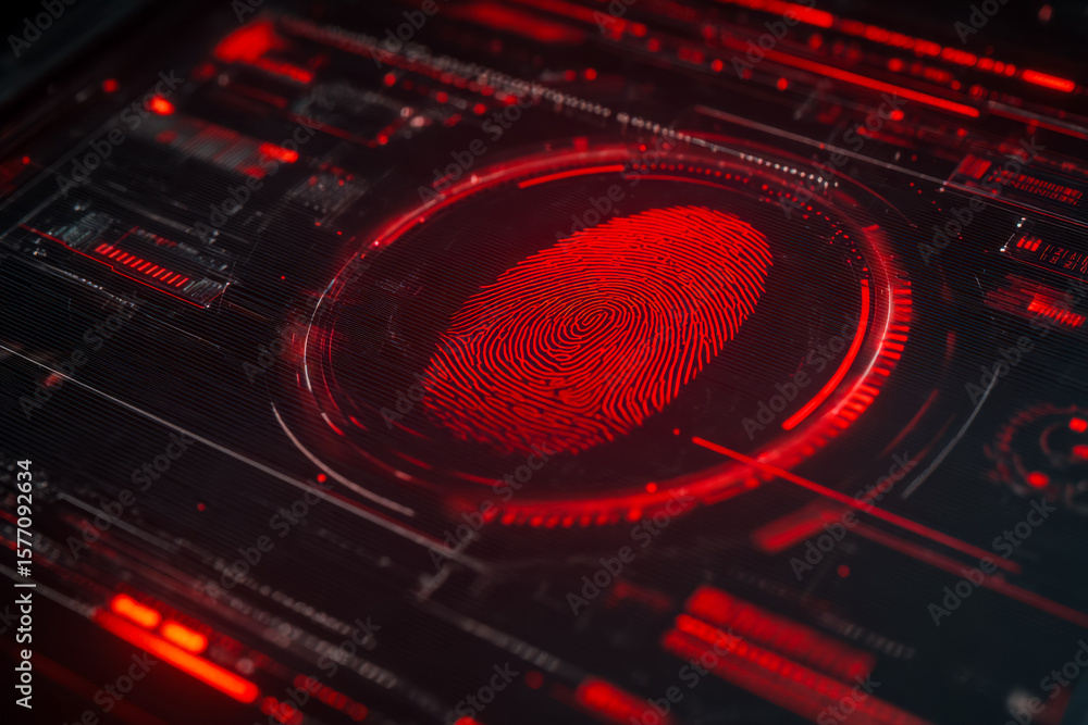 Poster advanced biometric security interface with fingerprint detection