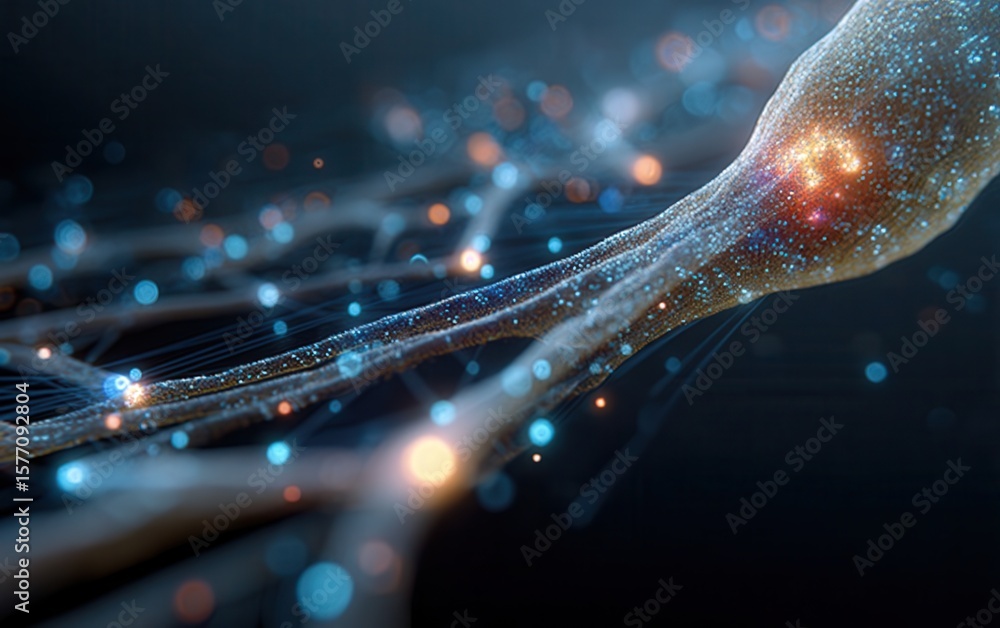Aufkleber neural network structure depicts artificial intelligence technology
