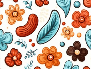 Floral Pattern with leaves and dots