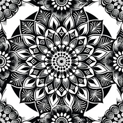 Decorative floral mandala vector with an ornate round lace pattern, perfect for oriental seamless design and vintage art illustration