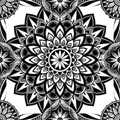 Decorative floral mandala vector with an ornate round lace pattern, perfect for oriental seamless design and vintage art illustration