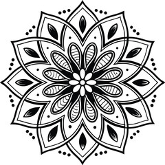 Decorative floral mandala vector with an ornate round lace pattern, perfect for oriental seamless design and vintage art illustration