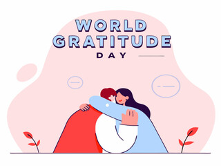 Celebrating World Gratitude Day A Heartfelt Embrace Between Two People Expressing Appreciation and Thankfulness Together