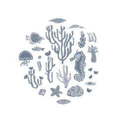 Blue coral reef. Marine vector illustration.