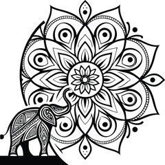 Decorative floral mandala vector with an ornate round lace pattern, perfect for oriental seamless design and vintage art illustration