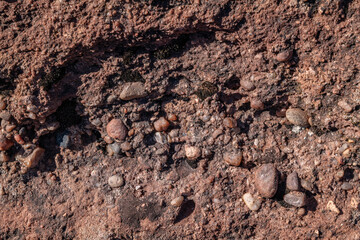 Chinle Formation, Shinarump Member. The Shinarump Conglomerate (coarse-grained sandstone and pebble conglomerate). gravel. Sliding House Overlook, Canyon de Chelly National Monument, Chinle, Arizona. 