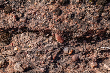 Chinle Formation, Shinarump Member. The Shinarump Conglomerate (coarse-grained sandstone and pebble conglomerate). gravel. Sliding House Overlook, Canyon de Chelly National Monument, Chinle, Arizona. 